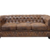 Pohovka CHESTERFIELD 3místná, starožitný vzhled, hnědá