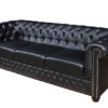 Pohovka CHESTERFIELD 205 cm 3místná umělá kůže antický vzhled černá
