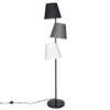 Moderní stojací lampa LEVELS 163 cm 3 plátěné stínidla černá šedá bílá