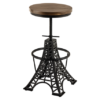 Barová židle PARIS LOFT nastavitelná 47-77 cm mangové dřevo tmavě hnědé s černou podnoží – Eiffel Tower Design