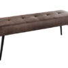 Lavice BOUTIQUE 100 cm, mikrovlákno s knoflíky, hnědá, s černými kovovými nohami